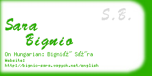 sara bignio business card